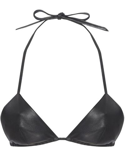 RTA Triangle-cup Leather Bralette - Black