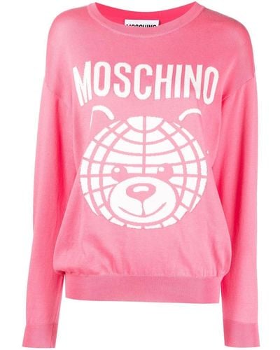 Moschino Intarsien-Pullover mit Teddy - Pink