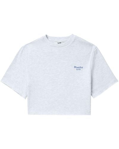 SJYP Logo-embroidered Cropped Top - White