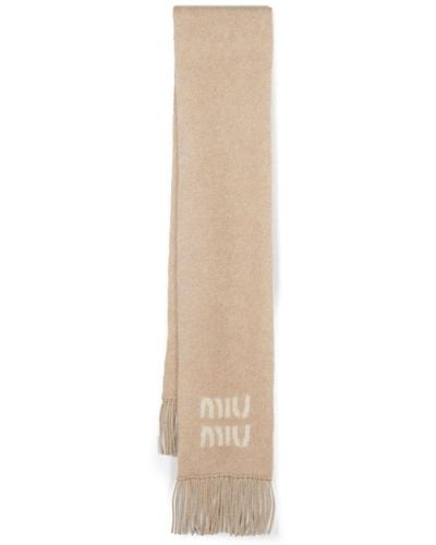 Miu Miu Schal mit Jacquard-Logo - Natur