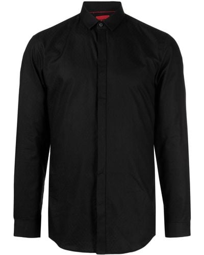 HUGO ポインテッドカラー シャツ - ブラック