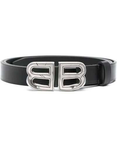 Balenciaga Dented Logo-buckle Belt - Black
