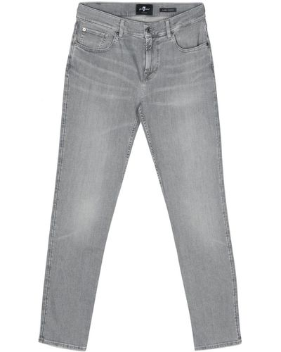 7 For All Mankind Mid-rise Slim-fit Jeans - Grey