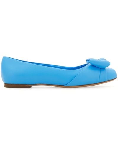 Ferragamo Vara Bow Flat Ballerina Shoes - Blue