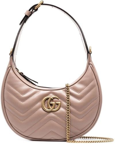 Gucci Mini GG Marmont Half-moon Shoulder Bag - Pink