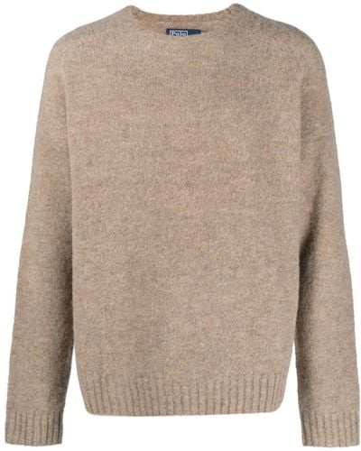 Polo Ralph Lauren Crew-neck Mélange-effect Sweater - Natural