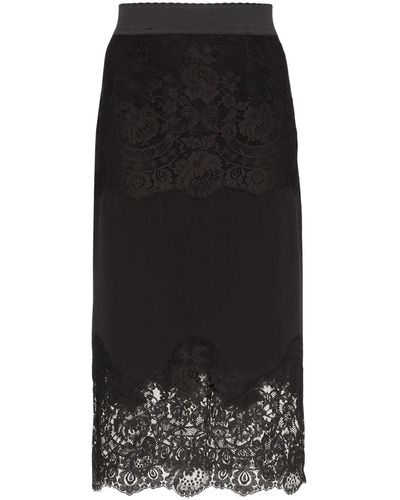 Dolce & Gabbana Lace-insert Pencil Skirt - Black