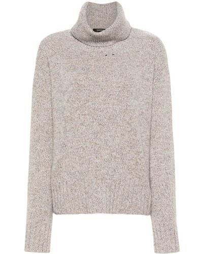 Barbara Bui Roll-neck Merino Wool Sweater - Grey