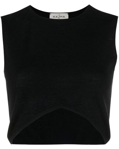 LeKasha Setes Organic Cashmere Crop Top - Black