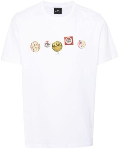 PS by Paul Smith T-shirt Met Logoprint Van Biologisch Katoen - Wit