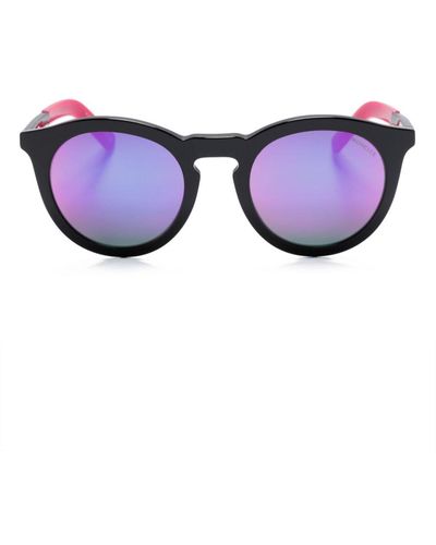 Moncler Logo-print Round-frame Sunglasses - Blue