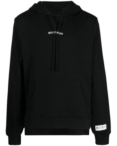 Mostly Heard Rarely Seen Logo-embroidered Cut-out Hoodie - Black
