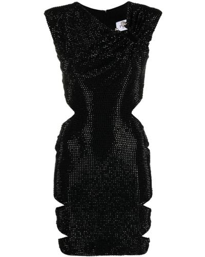 Philipp Plein Robe courte à ornements en cristal - Noir