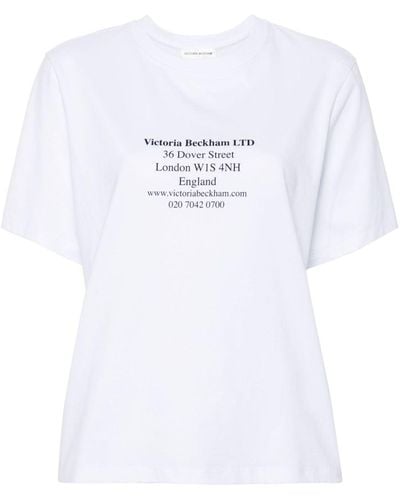 Victoria Beckham T-shirt à logo strassé - Blanc
