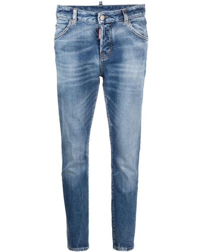 DSquared² Tapered-Jeans mit Logo-Patch - Blau