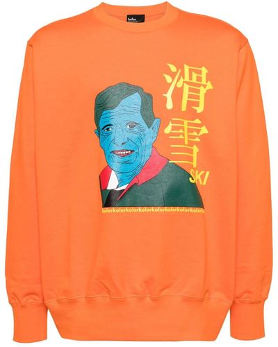 Kolor Graphic-print Cotton Sweatshirt - Orange