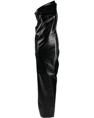 Rick Owens Athena Maxi Kleid in Laquered Jeans - Schwarz