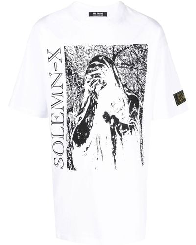 Raf Simons T-shirt Solemn X oversize à imprimé graphique - Blanc