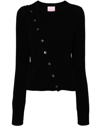 Crush Buttoned Chasmere Jumper - Black