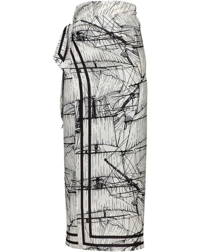 Ferragamo Abstract-print silk wrap skirt - Grau