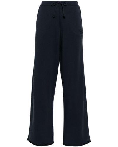 Ganni Logo-embroidered Organic Cotton Track Trousers - Blue