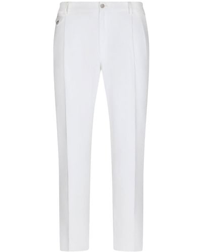 Dolce & Gabbana Pantalon fuselé en coton - Blanc