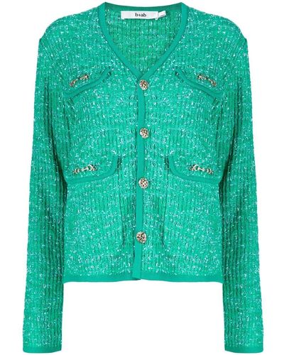 B+ AB Button-fastening Knit Cardigan - Green