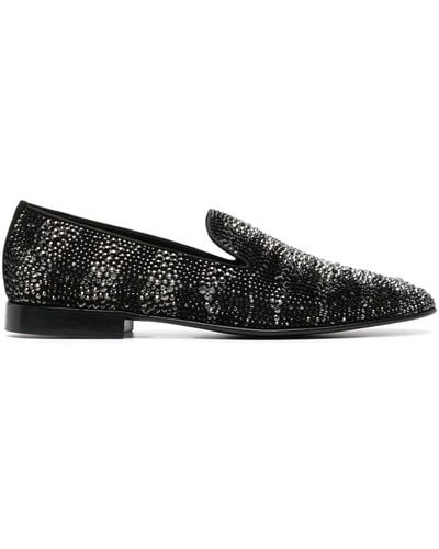 Roberto Cavalli Crystal-embellished Leather Loafers - Black
