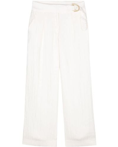 DKNY Pantalon palazzo à taille ceinturée - Blanc