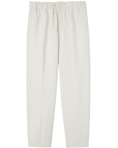 Jil Sander Pantalon en coton à taille élastiquée - Blanc
