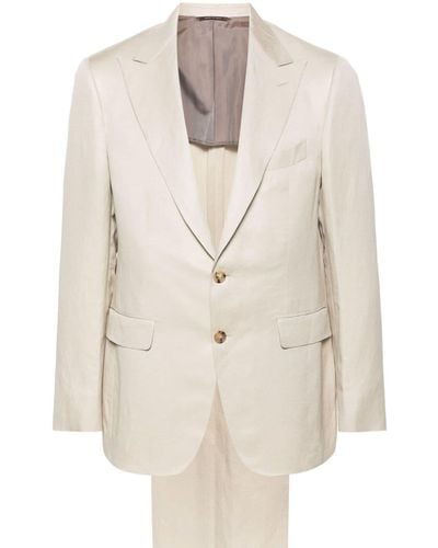 Canali Single-breasted Linen-blend Suit - White