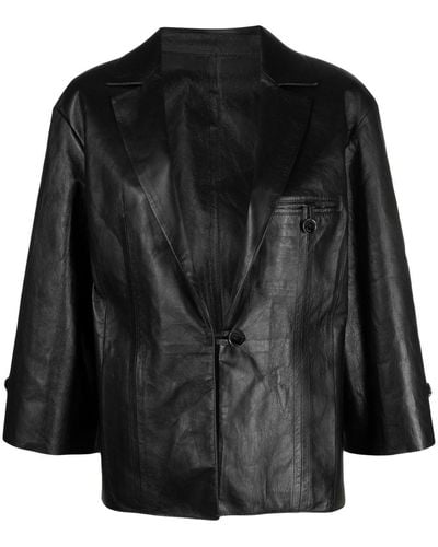 DROMe Crop-sleeves Leather Jacket - Black