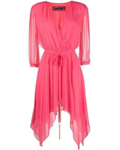 Patrizia Pepe Balloon-sleeve Asymmetrical-hem Dress - Pink