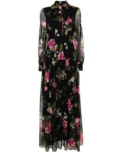 Erdem Floral-print Silk Gown - Black