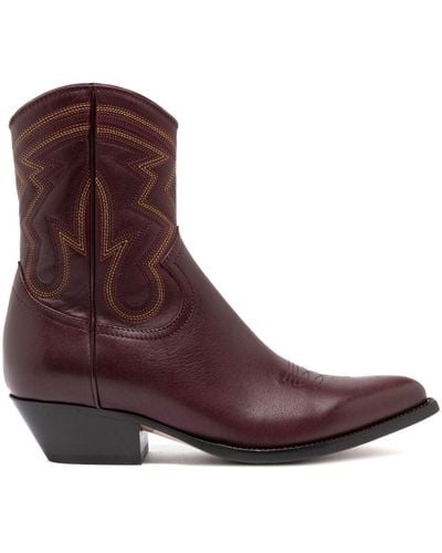 Buttero Flee Western-style Leather Boots - Purple