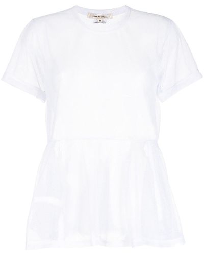Comme des Garçons Ruffle-hem Mesh T-shirt - White