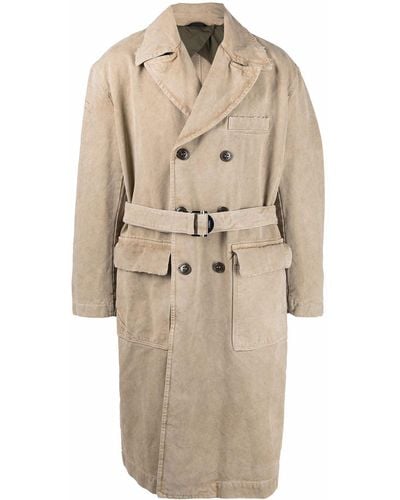 DIESEL J-IGGY Distressed Double-breasted Coat - Natural