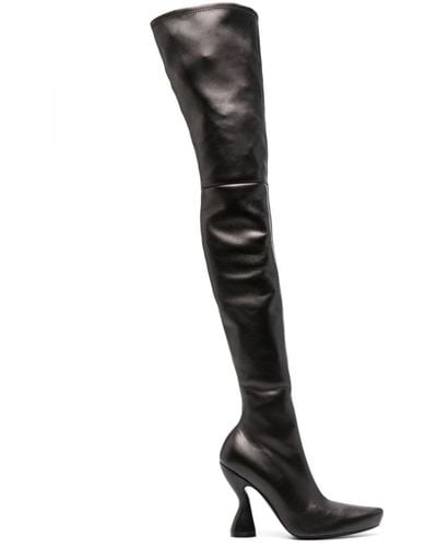 Lanvin 100mm Leather Thigh-high Boots - Black