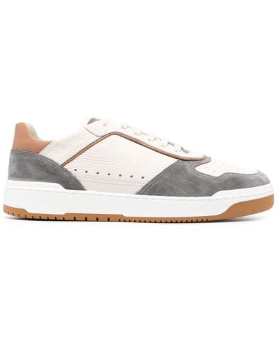 Brunello Cucinelli Basket Trainers In Grained Calfskin And Washed Suede - Multicolour