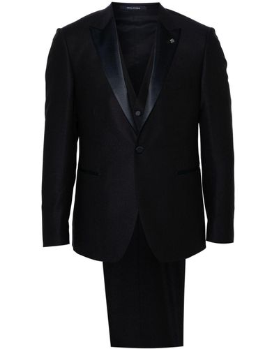Tagliatore Brooch-detail Three-piece Suit - Black