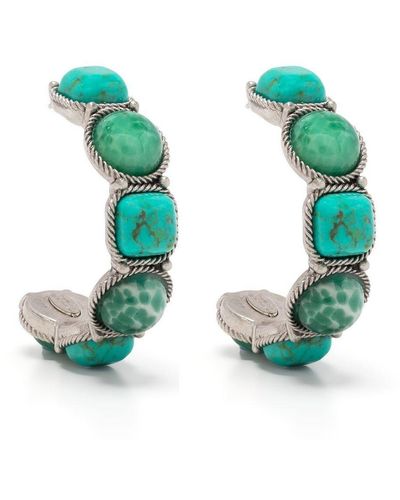 Roberto Cavalli Turquoise Half-hoop Earrings - Green