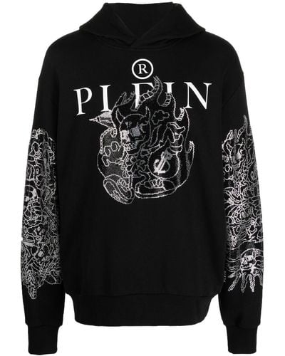 Philipp Plein Logo-print Pullover Hoodie - Black