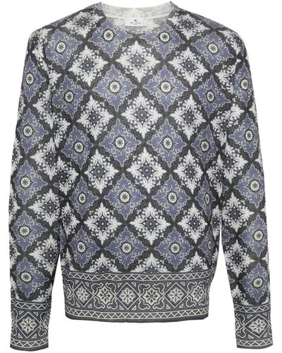 Etro Gebürsteter Pullover mit Jacquardmuster - Grau