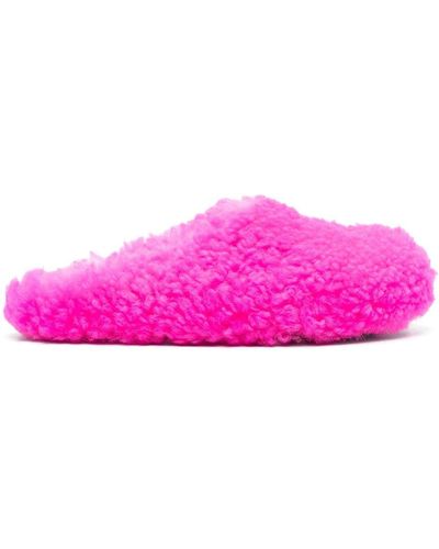 Marni Fussbet Sabot Calf-hair Slippers - Pink