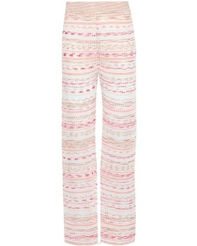 Missoni Striped Intarsia-knit Flared Trousers - Pink