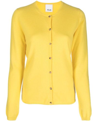 Allude Button-up Cashmere Cardigan - Yellow