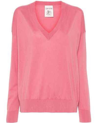 Semicouture Long-sleeve Cotton Jumper - Pink