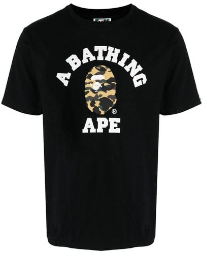 A Bathing Ape T-shirt Camo College en coton - Noir