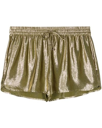 Cynthia Rowley Lamé-effect Silk Shorts - Green
