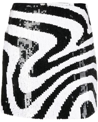 MSGM Graphic-pattern Sequin Miniskirt - Black